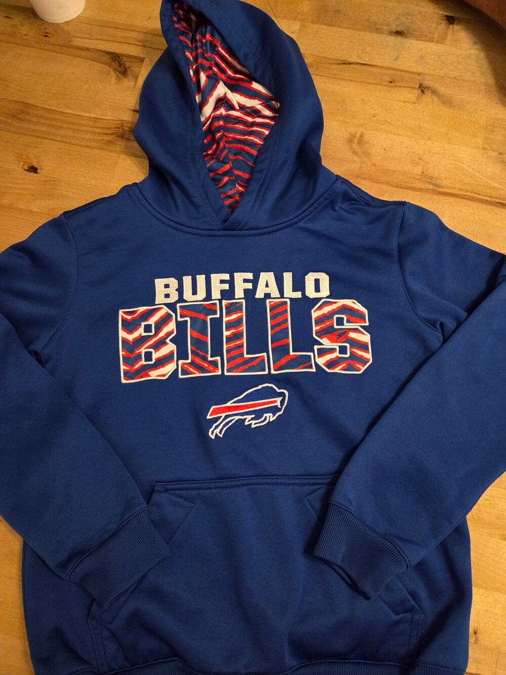 NFL Team Apparel Youth Small (8) Buffalo Bills Royal Blue Zebra Accent Hoodie